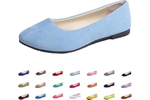Hwalleum Women's Ballet Flats, Womens Simple Casual Flat Shoes Solid Color Pumps Ladies Girls Dolly Ballet Ballerina Work Smart Office Formal Comfort Pointed Toe Slip On Flats Shoes
