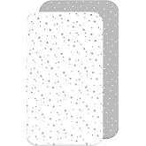 Mini Cot Sheets 100% Cotton - Mini Cot Sheets Compatible with Next to Me, Kinderkraft (83 x 50 cm, Constellation Grey)