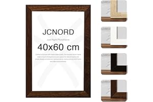 JCNORD MDF Cornice Portafoto in Legno di Noce 40x60 cm con vetro Acrilico Infrangibile | Cornice Portafoto Moderna per Pareti e Tavoli