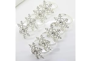 ARKIFACE ADFEN Napkin Rings Set of 6 - Silver Snowflake for Holiday Wedding Thanksgiving Christmas