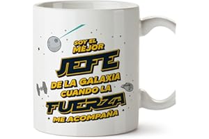 MUGFFINS Tazas para JEFE hombre - En Español - Mejor de la Galaxia Cuando Fuerza me Acompaña - 11 oz / 330 ml - Regalo original y divertido