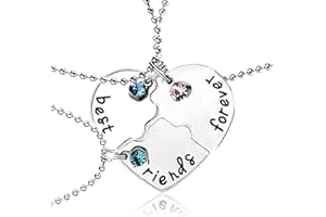 ASYKNM 3 Pièces Colier D'Amitiés Fille Enfant Amitié Collier BFF Collier BFF Pendentif Meilleurs Amis Colliers Alliage pour les filles Cadeaux d'anniversaire Pendentif Chaîne Cadeaux (Argent)