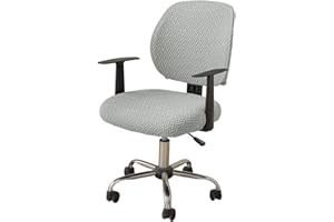 LIFEDX Pokrowce na krzesła komputerowe i biurowe, pokrowiec na siedzenie ze stretchu, tkanina z jedwabiu kukurydzianego, zdejmowane, zmywalne, obrotowe pokrowce ochronne na krzesła (bez krzesła), jasnoszary||1 szt