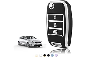 TOOMUME Cover Chiave TPU, Custodia Chiave Adatto per Kia Sportage Rio Ceed Stonic Picanto Sorento Venga Soul Carens Cerato K2 K3 K4 K5, Copri Chiavi Guscio Chiave Auto Telecomando - Flip Key