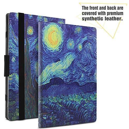 Lenovo Yoga Book hülle,Infiland Slim Fit Folio PU-lederne dünne Kunstleder Schutzhülle Cover Tasche für Lenovo Yoga Book 25,65cm (10,1 Zoll Full HD) 2-in-1 Tablet PC (mit Auto Schlaf / Wach Funktion)(Sterne) - 2