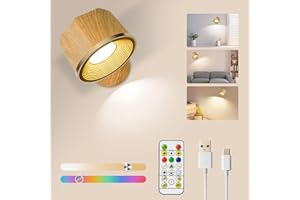 Vicloon Kinkiet LED, Kinkiet Wewnętrzny z ciepłym/naturalnym/białym światłem, 16 trybów jasności, sterowanie dotykowe, pilot zdalnego sterowania, obrót o 360°, kinkiet do szafki w sypialni