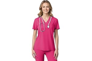 Anwrtuk Women's Medical Scrub Top, Healthcare Work Uniform, V-Neck Stretch Fleece, Wrinkle-Resistant Nursing Uniform for Hospital/Yoga/Daily Wear