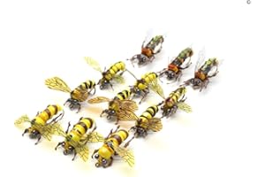 YZD Mouche de pêche à la Mouche réaliste mis Sec Bouteille de moustiques Mouches Bumble Wasp Steelhead Truite Arc-en-Ciel à la Main leurre de pêche kit Flyfishing