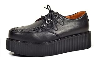 RoseG Homme Cuir Lacets Plateaforme Casual Chaussures Punk Creeper Oxfords