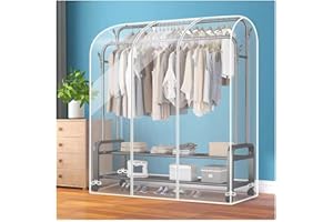 FLYUFO Protective Cover for Clothes Rack, Cover for Clothes Rack, Dust Protection for Hangers, Protective Cover, Closed Cupboard, Garment Bag for Storage, Clothes, 50 x 150 x 110 cm