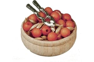 Town Square Miniatures Dolls House Wooden Bowl of Nuts & Nutcracker Christmas Dining Room Accessory