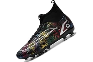 WOWEI Crampons de Foot Homme Professionnel Chaussures de Football Homme Garçon High Top Spike Crampons Antidérapant Athlétisme Entrainement Chaussures de Sport Adolescents