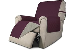 GREATIME Sofa Covers for Christmas,Slipcovers,Reversible Quilted Furniture Protector,Water Resistant,Improved Couch Shield with Elastic Straps,Anti-Slip Foams, PetKids,Children,Dogs(Recliner, Wine/Beige)