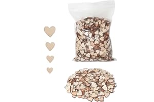 ‎CUWELT CUWELT 1200 Stück Mini Holzherzen, Gemischt Kleine Holz Herzen 6/8/10/12mm, Verschönerungen Herz Holzscheiben Deko zum Basteln für Hochzeit DIY Handwerk Verzierungen Tischdeko Streudeko