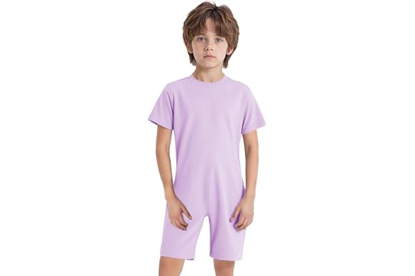 Agoky Pojkar flickor kortärmad body med ben basic enfärgad jumpsuit sommar sport overall korta byxor normal passform ett stycke sportkläder streetwear