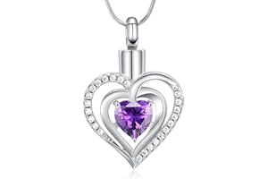 Minicremation Cremation Jewelry Heart Urn Necklace Ashes Jewelry for Women infinitely Cremation Jewelry Birthstone Locket Crystals Ash Loved One Memorial Pendant