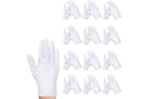 CECOMBINE 24 Pcs White Cotton Work Gloves, X-Large Thickened Soft White Glove Coin Jewelry Silver Inspection Guard Gloves, Moisturising Dry Hand Cotton Stretchable, Adapt for Handling Wedding Dress