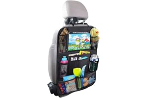 MYKOMI Car Backseat Organizer, Waterproof and Durable Car Seat Organizer Kick Mats, 9 Storage, Tablet Holder, Pockets Car Back Seat Protectors Kick Mats Car Travel Accessories (1 pack)
