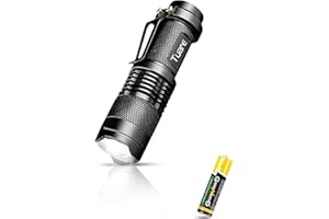 tuare Small LED Torch with AA Battery, 300 Lumens Small Torch LED Super Bright with with Storage Box, 3 Modes, Adjustable Focus, Mini Torch for Camping, Hiking, Gift for Men