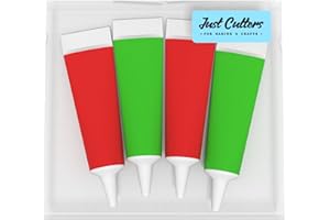 JUST CUTTERS Pack of 4 x 19g Red And Green Writing Icing Tubes | Ready To Use | Instant Icing Pens for Writing, Drawing & Personalising Cakes, Biscuits & Baking