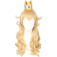 Perruque Cosplay Princess Peach - Longueur 70 Cm, Cheveux Synthétiques Haute Température - Pour Déguisement, Fête, Halloween