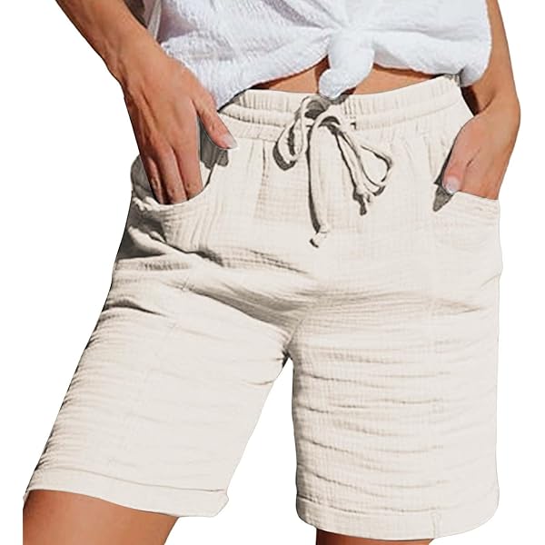 Jogging Large Femme RLEHJN Short Femme U00c9tu00e9 Coton Lin