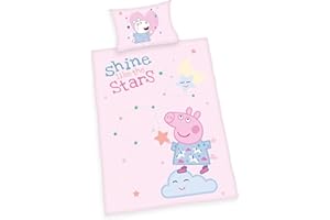 KLAUS HERDING GMBH Herding zestaw pościeli dziecięcej Peppa Pig, dwustronny motyw, poszewka na poduszkę 40 x 60 cm z zakładką hotelową, poszwa na kołdrę 100 x 135 cm z listwą guzikową, bawełna/linon