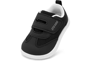 STQ KIDS STQ Girls Boys Trainers Kids Barefoot Shoes Toddler Wide Toe Box School Sneakers Minimalist Tennis Non-Slip First Walking Lightweight Breathable Running Shoe with Hook and Loop