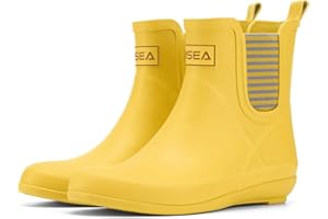 HISEA Kurz Gummistiefel Damen Wasserdicht Regenstiefel Chelsea Stiefel Gartenschuhe Anti-Rutsch Knöchel Gummi Stiefel Stiefeletten mit Komfort Einlegesohle Mode Regenschuhe für den Außenbereich