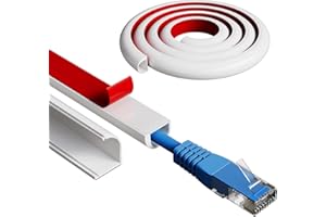 Esufeir 78"/2m White One Cord Trunking for Electric Cables,Soft Pvc Side Opening Cable Tidy Hiders for Wall,Flexible Self Adhesive Conduit Trunking Hide Wires Wall Mounted Tv,Cable Sleeve Organiser