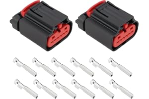 YINETTECH 2 Pièces Connecteur de Débit d'air Massique MAF 6 Broches avec 12 Pièces Bornes WPT-1241 Connecteur de Capteur MAF Compatible avec Ford Transit Mk7 Mk8 TDCI 31,6x18,9x24,2mm