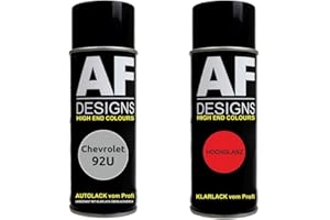 ALEX FLITTNER DESIGNS Pintura Bote Spray Kit para Chevrolet 92U Poly Plata Metálico Pintura Base Barniz Claro 400ml