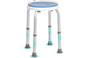 VEVOR Shower Chair 360 Degree Rotating, Adjustable Height Shower Stool Seat, Bath Chair for Inside Shower or Tub, Non-Slip Bench Bathtub Seat Stool for Elderly Disabled Handicap, 136.1 kg Capacity