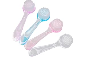 Healifty Lot de 4 brosses de nettoyage pour le visage - Brosse manuelle - Massage des poils doux - Manche long (couleur aléatoire).
