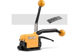Hanchen Steel Strapping Tools Machine Manual Buckle-Free Strapping Tensioner Cutter Sealless Banding Packing Tool for 13-19mm Width Steel Straps