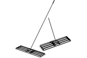 SOARS Rastrello Livellatore per Prato 170 cm, Raschietto Livellatore in Metallo Robusto con Manico Lungo e Spesso, Livellatrice per Terreno, Ghiaia, Orto ed Erbacce da Giardino (91 x 25 cm, Nero)