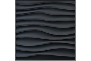 Art3d Lot de 12 panneaux ondulés en PVC, Panneaux muraux 3D, pour décoration murale intérieure, 50×50cm, 3㎡, Noir