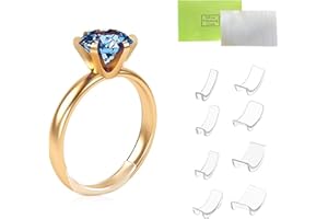HCOVIV 8 Stück Unsichtbare Ringgrößenversteller + 1 Stück Wischtuch - Transparente Ringverkleinerung für Lose Ringe, Hautfreundliches TPU-Material