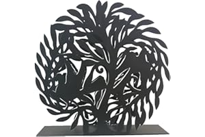 MECSAL CASALINGHI Portatovaglioli da Tavolo, Porta Salviette Cucina, in Metallo Decoro Albero Foglia, Casa Bar Pizzeria (ALBERO 1)