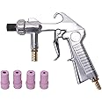 Shoze Sand Blasting Gun Handheld Sand Blaster Sandblaster with 4.5mm 5mm 6mm 7mm Ceramic Nozzles for Decorate Removing Surface Paint Stains Rust