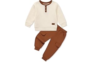 Naiyafly Toddler Boys Clothes Outfits Colour Block Tracksuit Set Long Sleeve Jumper and Pants Autumn Winter Clothing 18-24 Months 2-3T 3-4T 4-5T 5-6 Years