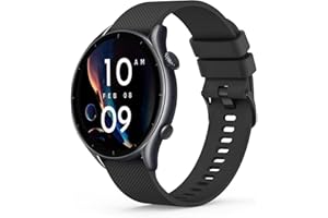 Tobfit Correa Compatible con Amazfit GTR 3 Correa/GTR 3 Pro/GTR 2 / GTR 4 / GTR 2e, 22mm Pulsera de Silicona Suave Correa de Repuesto Deportiva Ajustable para Amazfit GTR 47mm, Negro