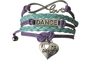 Sportybella - Dance Charm Bracelet- Dance Jewelry Cute Bracelets for Women, Teens, and Girls- Engraved (I Love Dance) Charm - Gift For Dance Recitals & Dancers - Adjustable Bracelet, 5 inches with 2