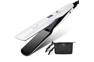 CkeyiN Piastra per Capelli Lisci 4,5CM, Extra Larga in Ceramica Professionale Temperatura Regolabile 120 ℃ 230 ℃, Display LCD, con Sacchetto e Due Clip (bianco)