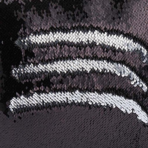 Alxcio 1 Pcs Doppel Farbe Glitter Pailletten Kissenbezug Sofa Werfen Kissen Startseite Schlafzimmer Dekokissen Fall 40 x 40 cm (Schwarz und Silber) - 5