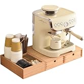 KIRIGEN Coffee Organizer, Coffee Station, Capsule Box, Natural | 2 drawers and 4 compartments; solid paulownia; assembled; te