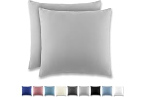 REDKEY Funda Almohada- Juego de 2 Fundas Almohadas 80x80 cm, con Cremallera Oculta, Transpirable Suave Antiarrugas de Microfibra - Gris Claro