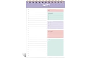 KMQOY To Do List Notepad - Daily Planner Pad Undated 52 Sheets Spiral Today Planner Note Pad Premium Thick Paper 9.8" x 6.5" For Work and Personal Organized - （Purple）