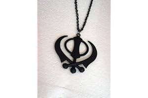 BEXCO Sikh Khanda Sahib Metal Car Hanging rear view mirror Show Peice - complete with chain (8 cm, black)