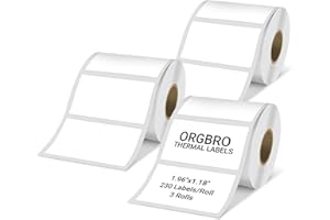 ORGBRO Etichette Termiche Multiuso per Z3 stampante termica, rettangolari Etichette Autoadesive per Supermercato, Piccole Imprese, 50 x 30 mm, 230 Etichette/Rotolo, 3 Rotoli, Nero su Bianco